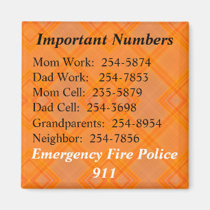 Important Numbers Magnet