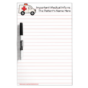 Important Patient Medical Info (Personalized) Dry-Erase Board