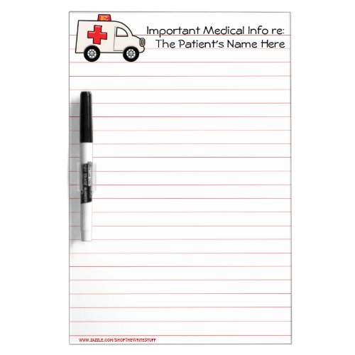 Important Patient Medical Info Personalized Dry_Erase Board