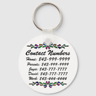Important Phone Numbers Keychain