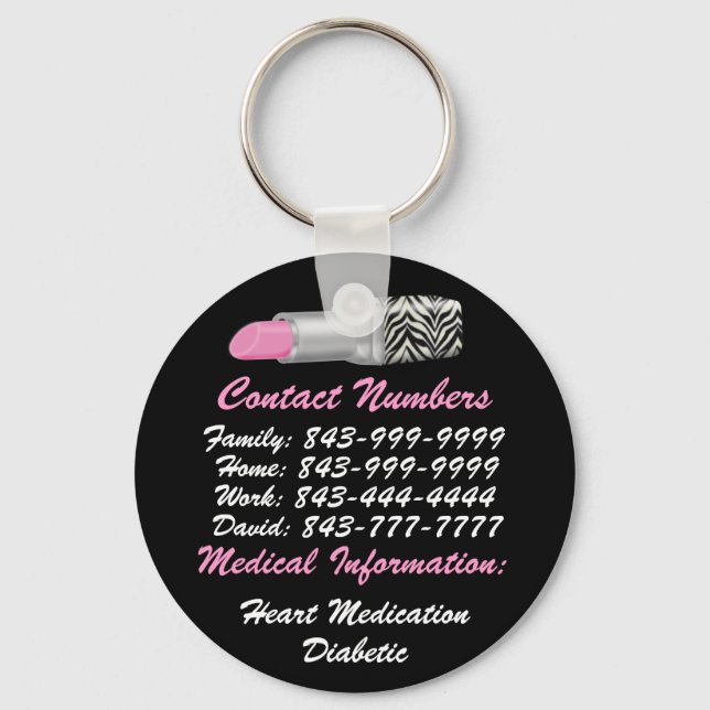 Important Phone Numbers Keychain by SRF (Front)
