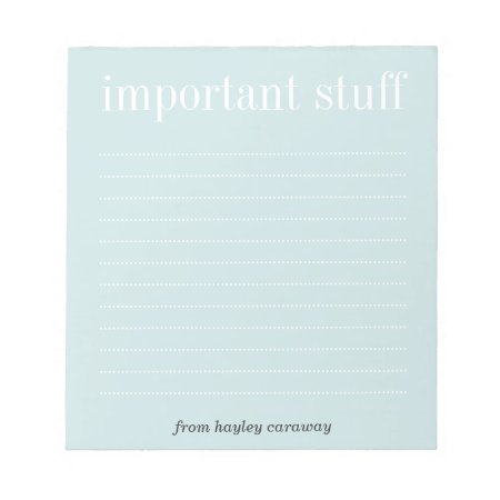 Important Stuff Baby Blue Lined Memo Pad