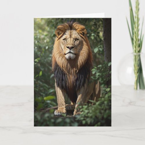 Imposing Lion in the Jungle  Card