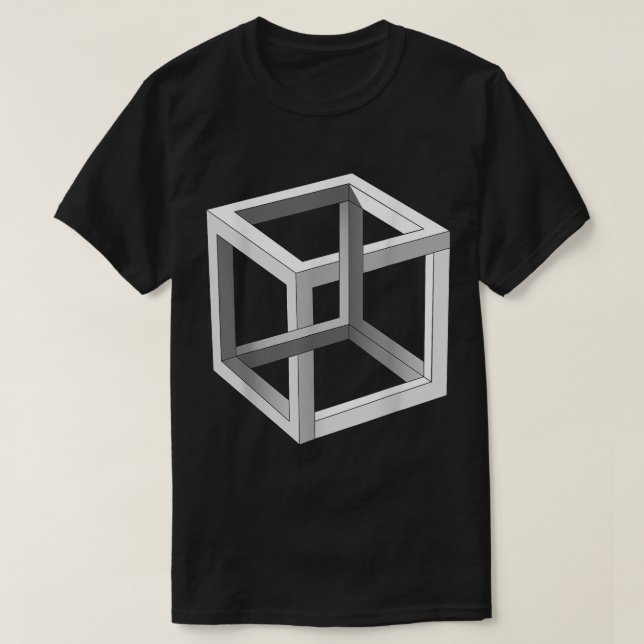 Impossible Cube (Irrational Cube) Optical Illusion T-Shirt (Design Front)