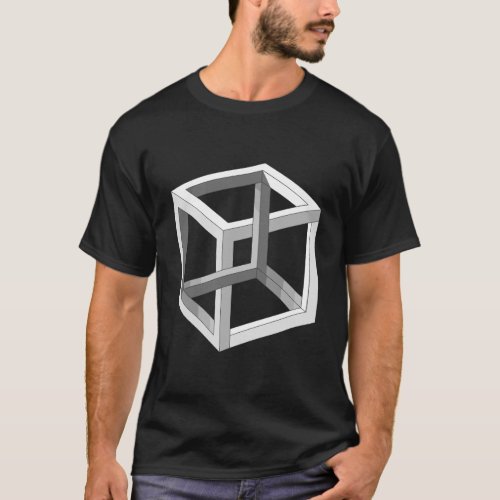 Impossible Cube Irrational Cube Optical Illusion T_Shirt