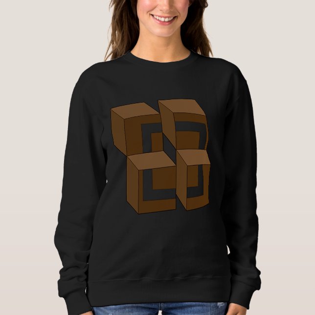 Impossible Cube Irrational Optical Illusion Fun Sweatshirt (Front)