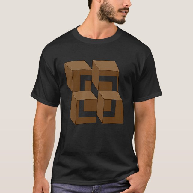 Impossible Cube Irrational Optical Illusion Fun T-Shirt (Front)