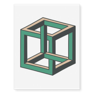 Impossible Cube Optical Illusion Temporary Tattoo