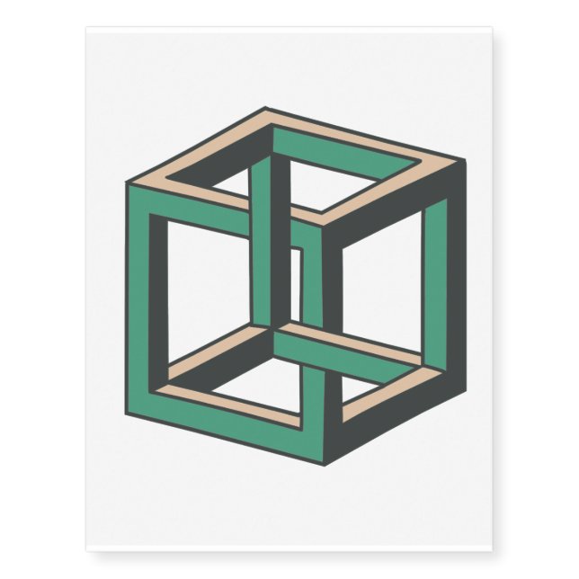 Impossible Cube Optical Illusion Temporary Tattoo (Front)