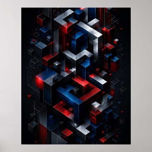 Impossible Geometric 3D Abstract Structure Poster