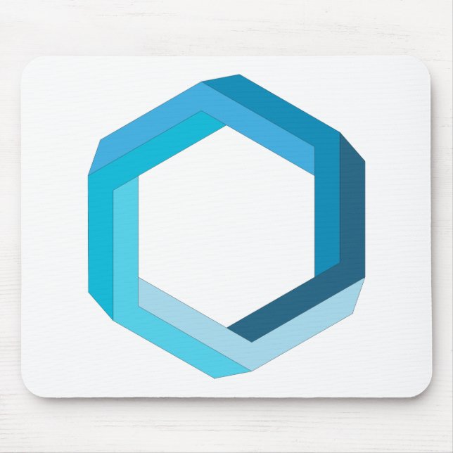 Impossible geometry: Blue hexagon. Mouse Pad (Front)