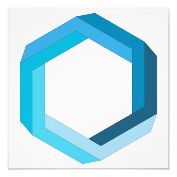 Impossible Geometry: Blue Hexagon. Photo Print by Cesar_Padilla at Zazzle