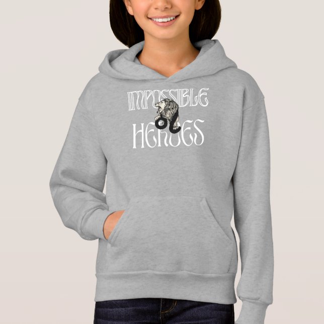 Impossible heroes slogan with a lion hoodie (Front)