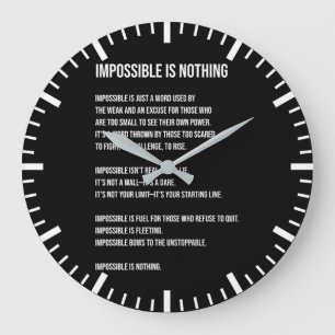 Impossible Is Nothing, Gym, Hustle, Success, Grind Large Clock