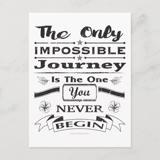 Impossible Journey Quote Dark Postcard (Front)