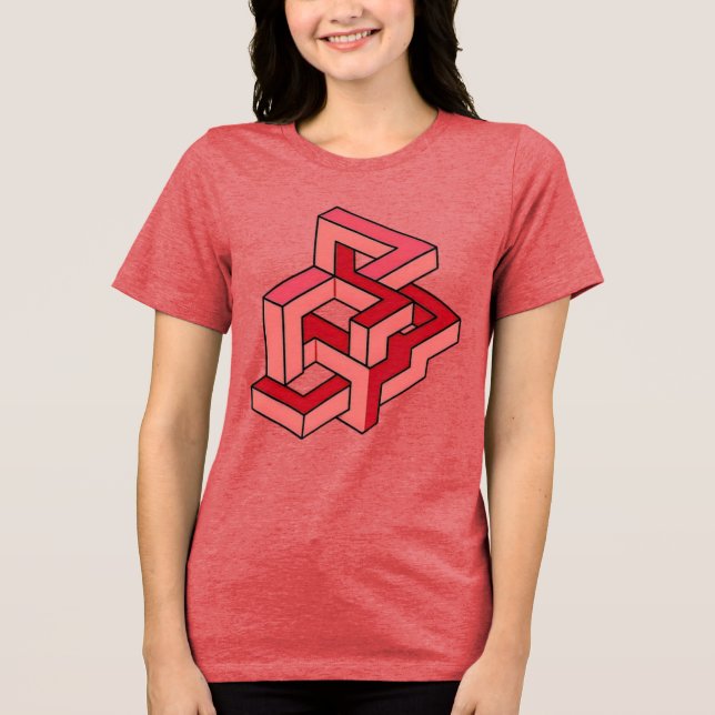 Impossible Shape Optical Illusion T-Shirt Tri-Blend Shirt (Front)