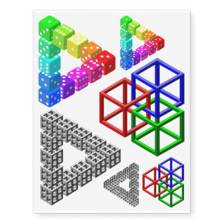 Impossible Triangles and Cubes Temporary Tattoos