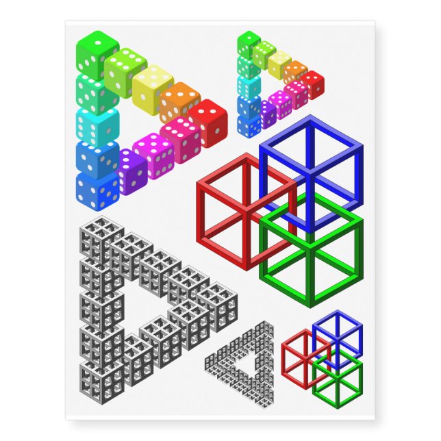 Impossible Triangles and Cubes Temporary Tattoos (Front)