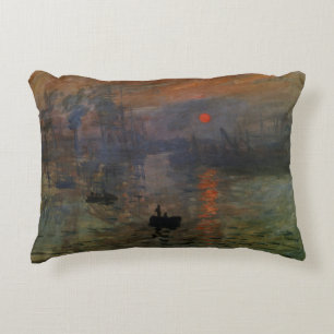 Impression Sunrise by Claude Monet, Vintage Art Accent Pillow