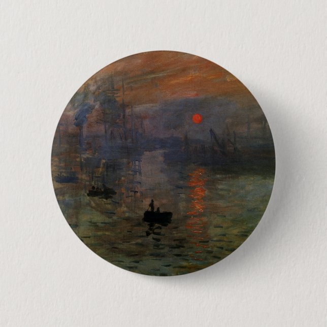 Impression Sunrise by Claude Monet, Vintage Art Button (Front)