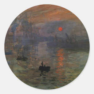 Impression Sunrise by Claude Monet, Vintage Art Classic Round Sticker