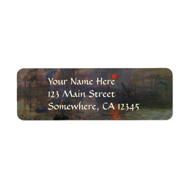 Impression Sunrise by Claude Monet, Vintage Art Label (Front)