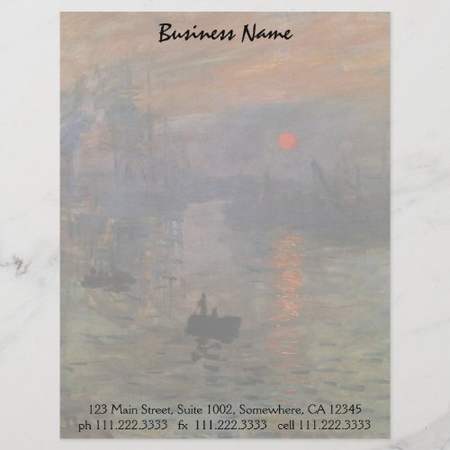 Impression Sunrise by Claude Monet Vintage Art Letterhead