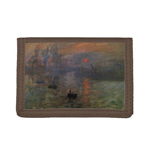 Impression Sunrise by Claude Monet Vintage Art Trifold Wallet