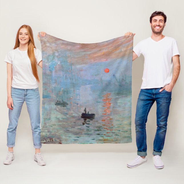 Impression, Sunrise, Claude Monet Fleece Blanket (In Situ)