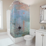 Impression, Sunrise, Claude Monet Shower Curtain<br><div class="desc">Oscar-Claude Monet (14 November 1840 – 5 December 1926) was a French painter, a founder of French Impressionist painting and the most consistent and prolific practitioner of the movement's philosophy of expressing one's perceptions before nature, especially as applied to plein air landscape painting. The term ""Impressionism"" is derived from the...</div>
