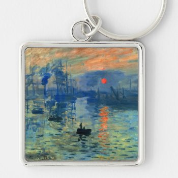 Impression Sunrise  Soleil Levant  Claude Monet Keychain by VintageArtPosters at Zazzle