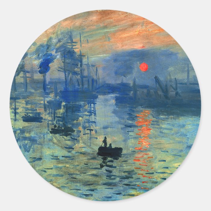 Impression Sunrise, Soleil Levant, Claude Monet Round Sticker