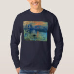 Impression Sunrise, Soleil Levant, Claude Monet T-Shirt<br><div class="desc">Impression, Sunrise (Impression, soleil levant) is a painting by Claude Monet. It gave rise to the name of the Impressionist movement. Dated 1872, its subject is the harbour of Le Havre in France, using very loose brush strokes that suggest rather than delineate it. Monet explained the title later: Landscape is...</div>