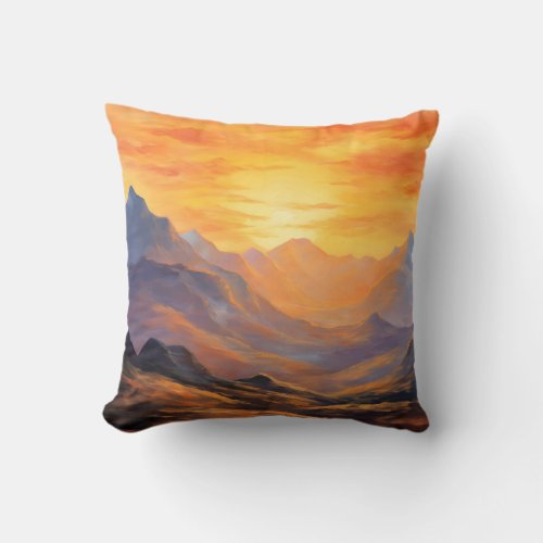 Impressionism at Dusk Mountain Sunset Fine Art  Throw Pillow