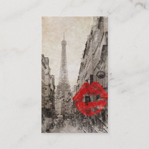 Customizable Vintage Romantic Paris Eiffel Tower Business Card Template