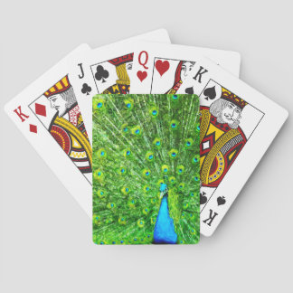 Impressionism Green and Blue Peacock Poker Cards