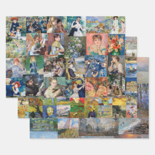 Impressionism Masters - Masterpieces Patchwork Wrapping Paper Sheets