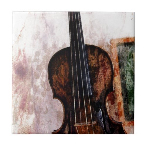 impressionism  musical instrument Fiddle Violin Tile