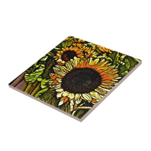 impressionism painting country yellow sunflower ceramic tile