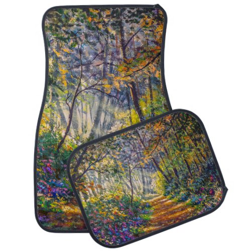 Impressionism Path Sunny Forest Watercolor Car Floor Mat