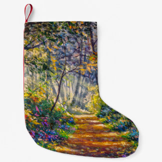 Impressionism Path: Sunny Forest Watercolor Small Christmas Stocking