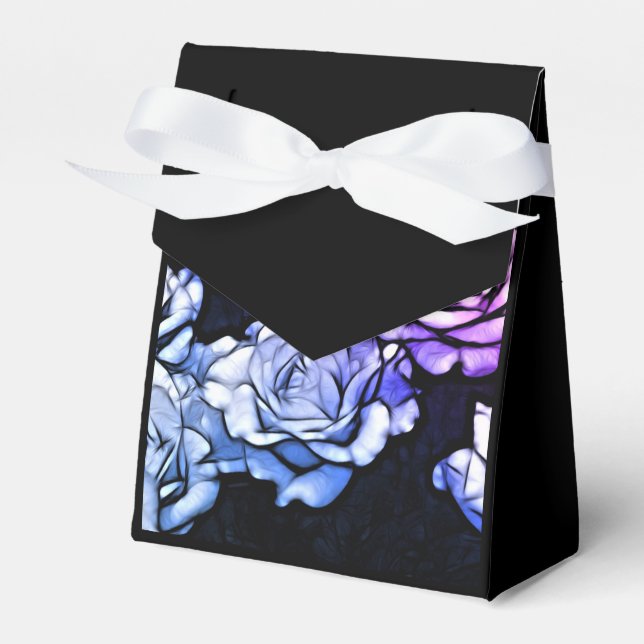 impressionism Shabby Chic Blue Purple Rose Favor Boxes (Front Side)