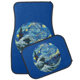 IMPRESSIONISM STARRY NIGHT WAVE OF KANAGAWA ART CAR FLOOR MAT