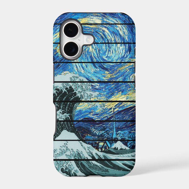 IMPRESSIONISM STARRY NIGHT WAVE OF KANAGAWA ART IPHONE CASE (Back)