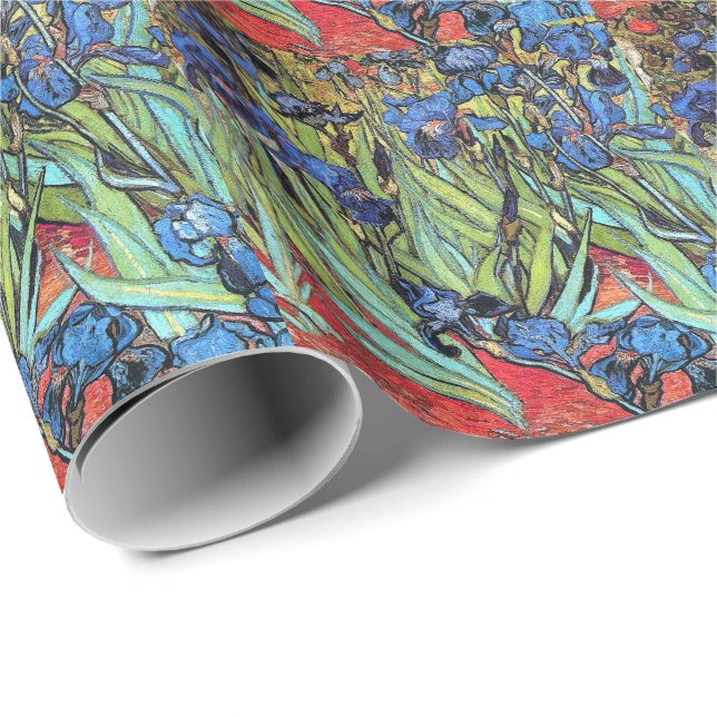 Impressionism Van Gogh Irises Flowers Floral Wrapping Paper (Roll Corner)