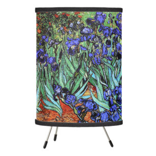 Impressionism Van Gogh Irises Iris Flowers Floral Tripod Lamp