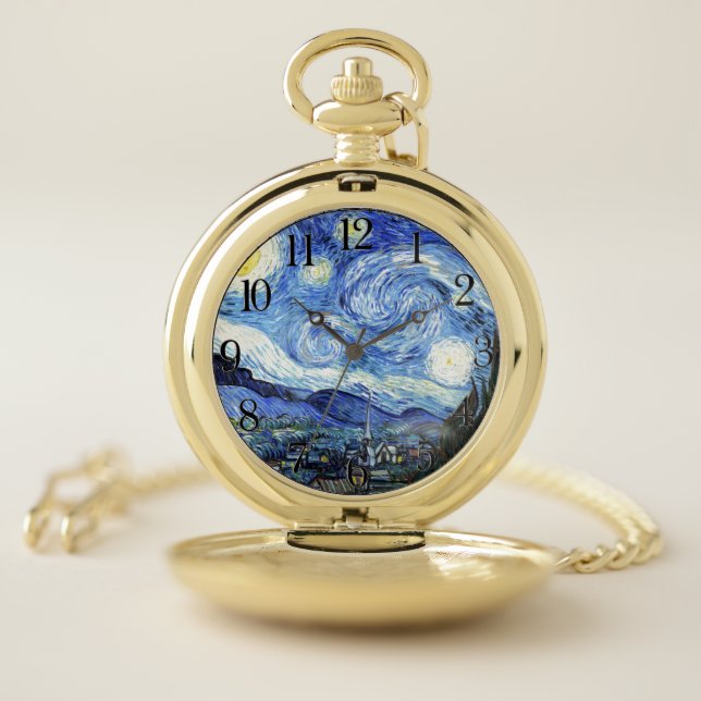 Impressionism Van Gogh Starry Night Pocket Watch (Inside)