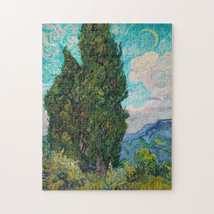 Impressionism Vincent Van Gogh Cypresses Painting Jigsaw Puzzle