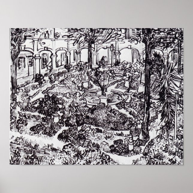 Impressionism Vincent Van Gogh Garten des Hospital Poster (Front)