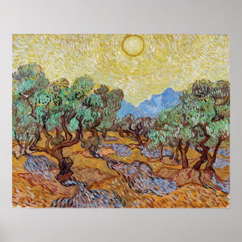 Impressionism Vincent Van Gogh Olive Trees Famous  Poster